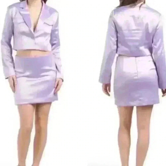 NWT House of Harlow 1960 Satin Lilac Cropped Blazer - Picture 1 of 6